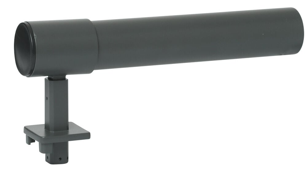 Grå aluminium överliggare till glasräcke på fäste.