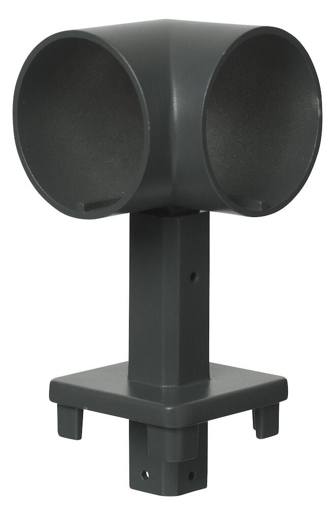 Grå hörnhållare i aluminium för överliggare.