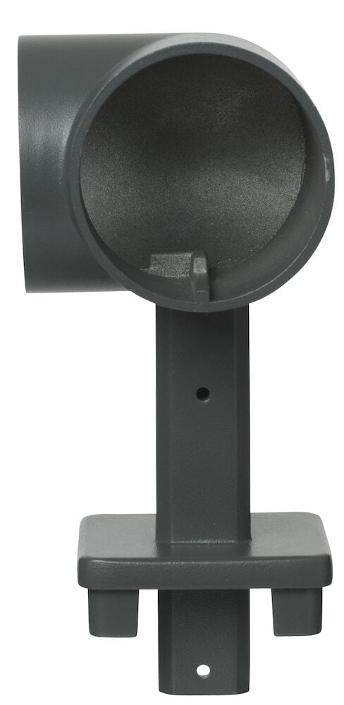 Grauer Aluminium-Eckhalter für Handlauf 90 Grad.