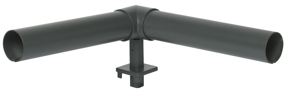 Grå aluminium överliggare för glasräcke med fäste.