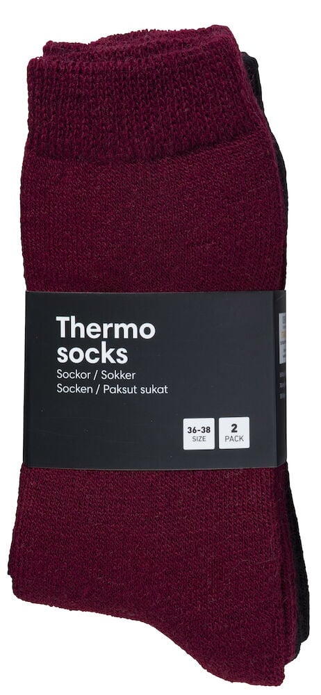 Två par vinröda tjocka och varma sockor.