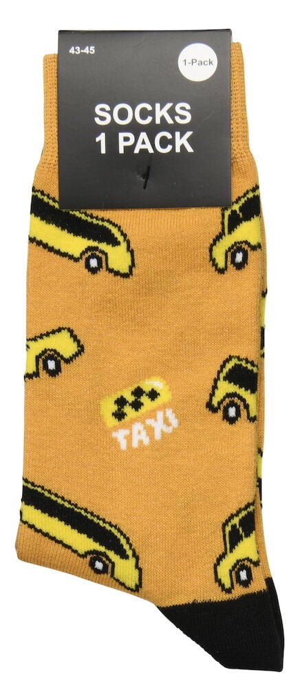 Pari oransseja sukkia, joissa on takseja.