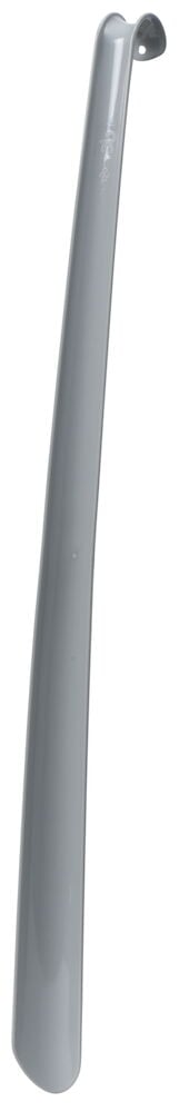 Grått plastskohorn med rund topp och hål.