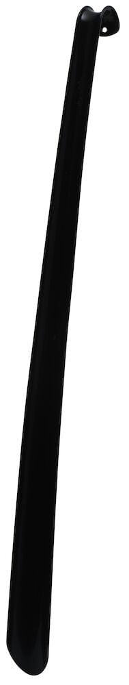 Svart långt skohorn i plast med hål.