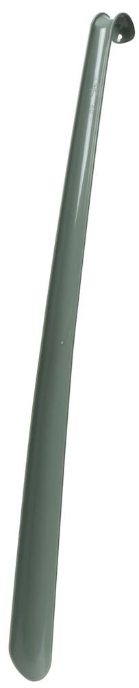 Grönt långt skohorn i plast utan dekoration.