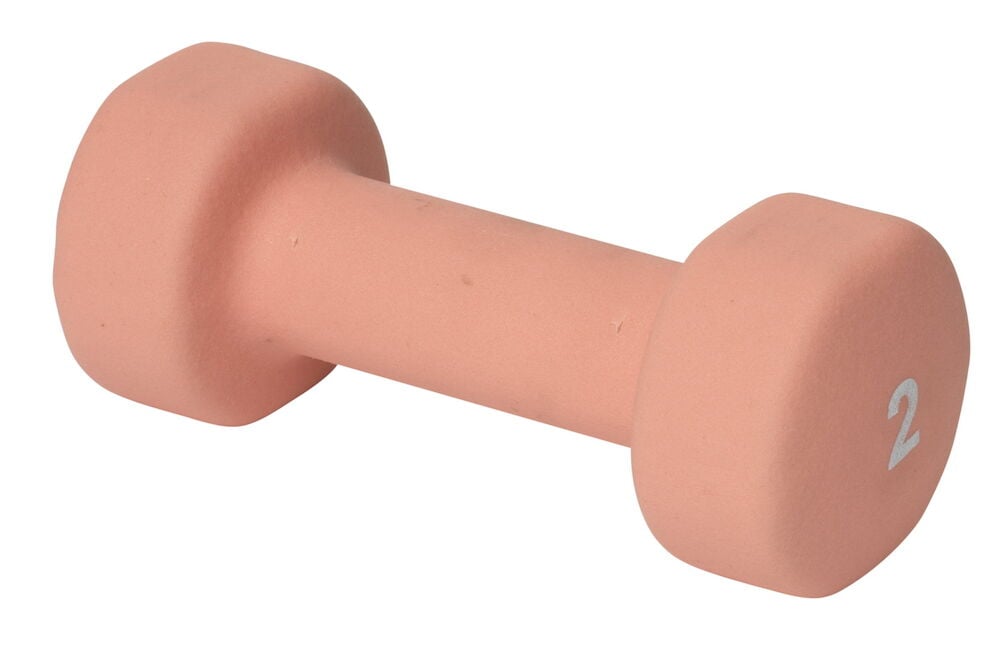 Rosa hantel två kilo med mjuk yta.