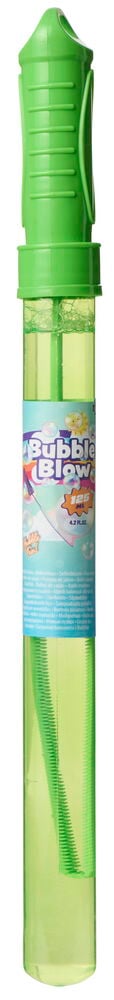Grönkapslad klar Såpbubbelstav 125 ml med ljusgrön lösning och grön bubbelpinne.