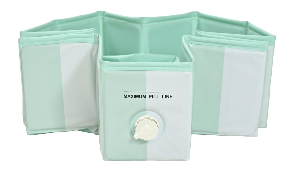 Sammenleggbart mintgrønt og hvitt Hundebasseng Pet Club 80x20 cm med tappeplugg og fyllelinje.