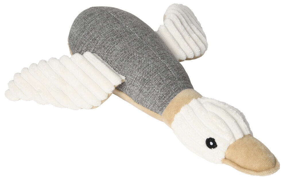 Mjuk hundleksak i form av en anka.