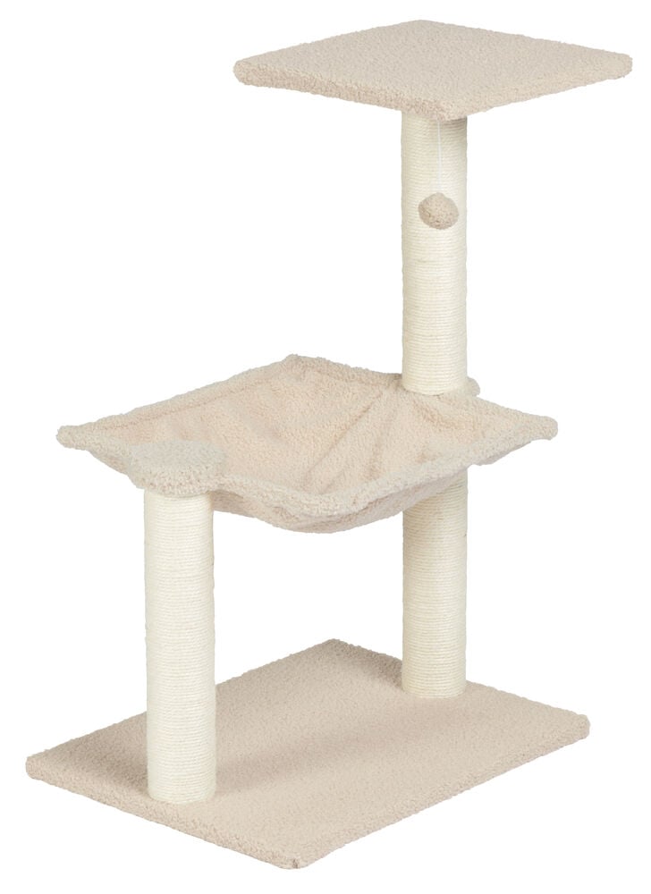 Klösträd med korg och sisalpelare i offwhite.