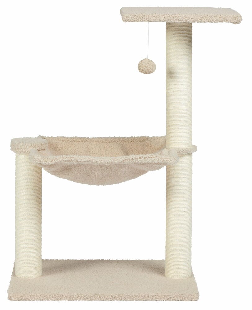 Klösträd i offwhite sisal med korg och leksak.