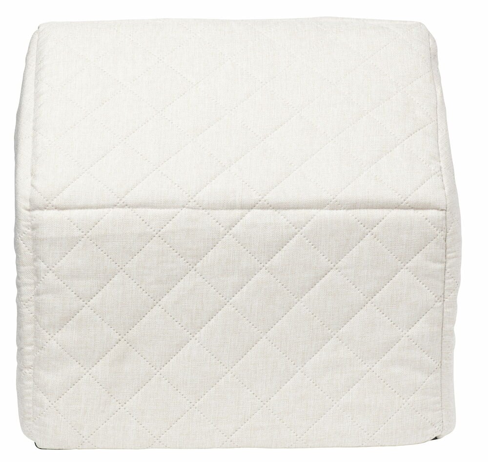 Beige vadderad husdjurskoja med kvadratsydd yta.