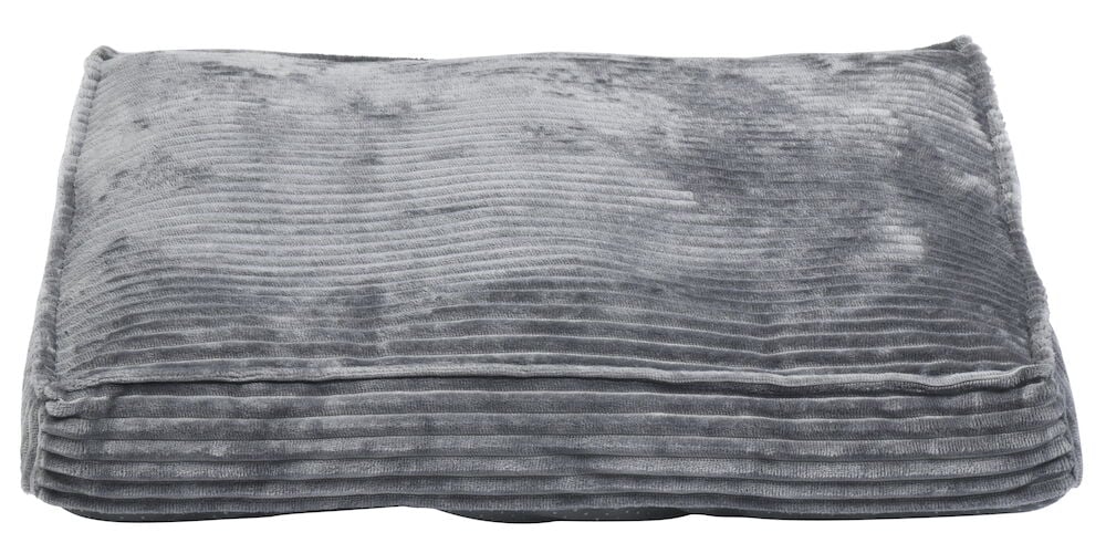 Grå rektangulär djurbädd i mjuk manchester.