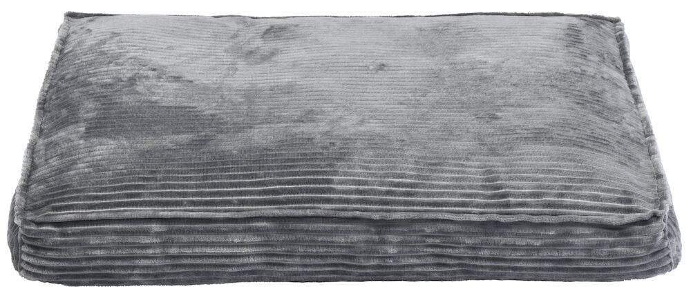 Rektangulär grå djurbädd i mjuk manchester.
