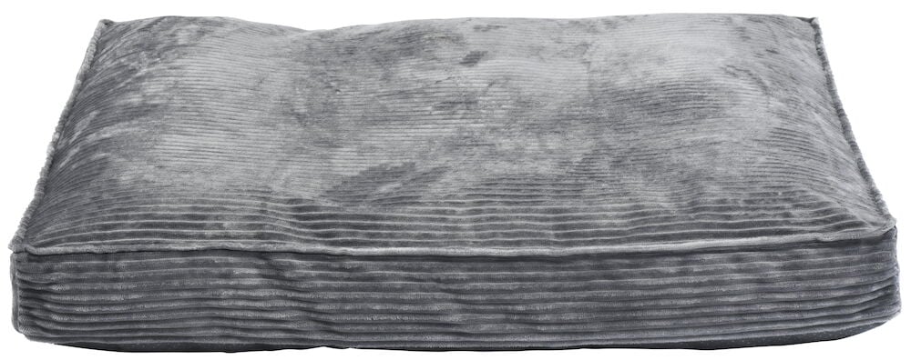 Rektangulär grå ortopedisk hundbädd i mjuk manchester.
