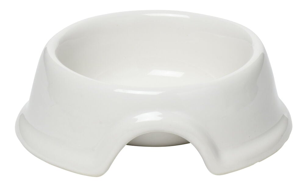 Varmvit matskål i stengods med bred bas.