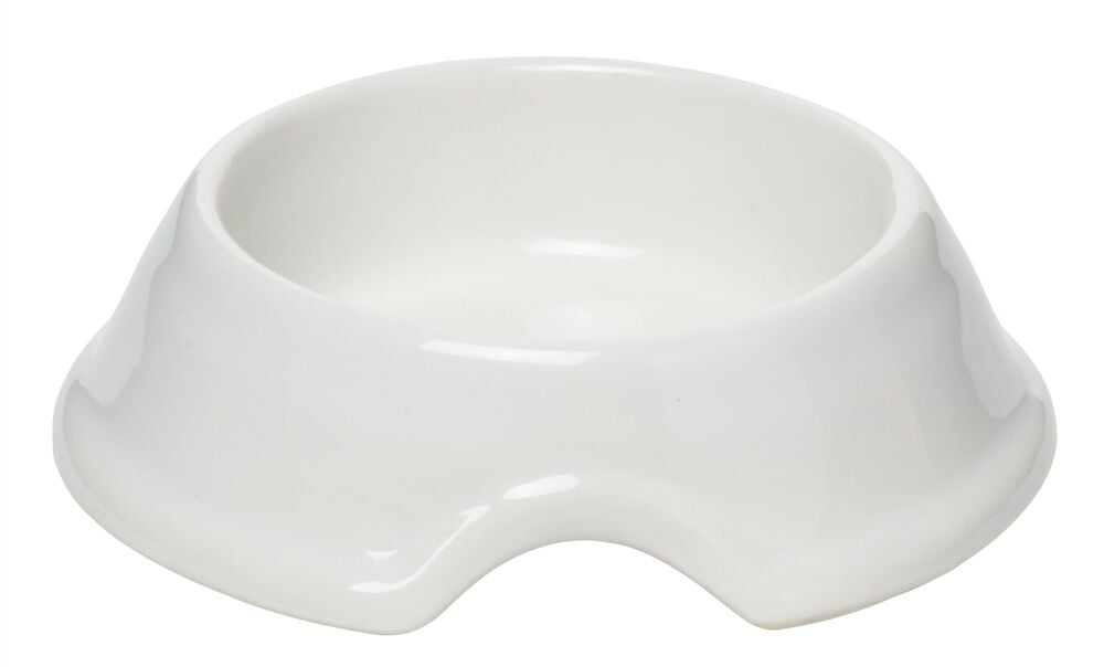 Varmvit matskål i stengods med bred bas.