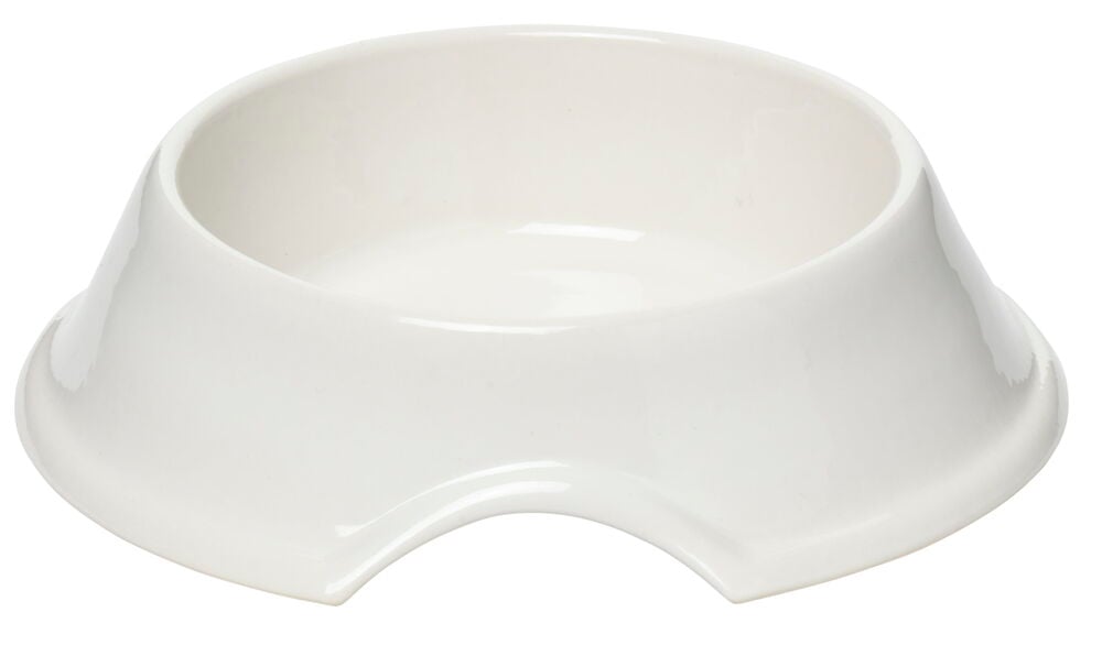 Varmvit matskål i stengods med brett stabilt underlag.