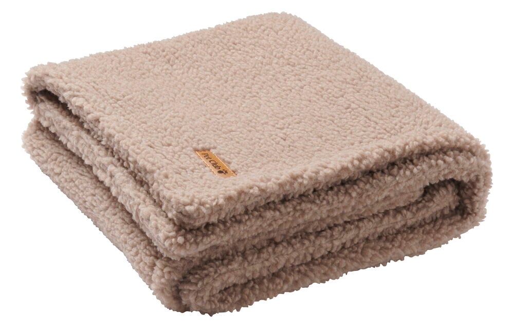 Vikt beige sherpa fleecefilt för husdjur.