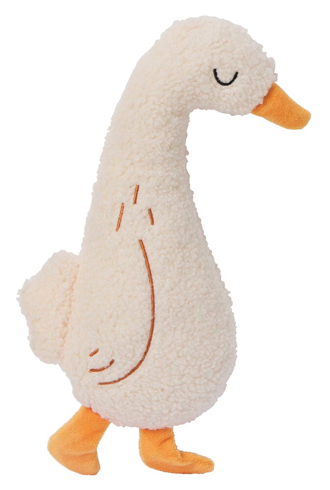 Mjuk hundleksak formad som en vit anka.