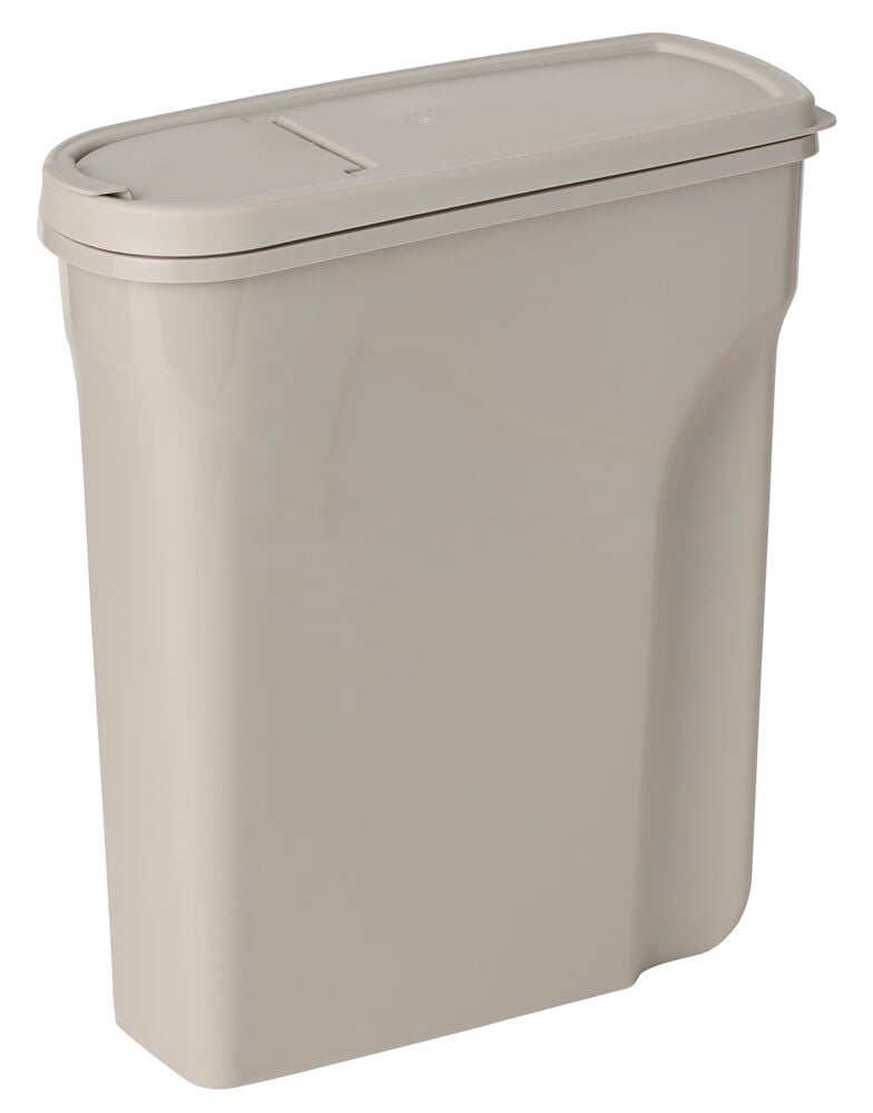 Lys beige Fôrbeholder 5 liter med skrått lokk og liten åpningsklaff.