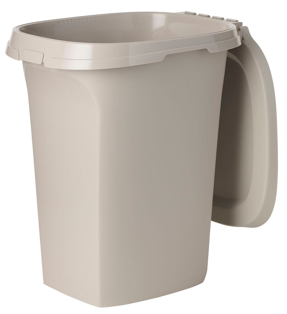 Lys beige 20 liter Fôrbeholder i plast med hengslet lokk.