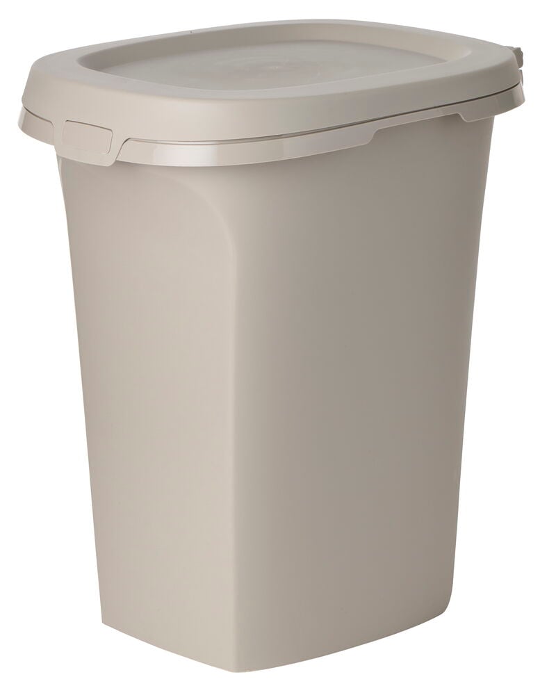 En lys beige Fôrbeholder 20 liter med matchende lokk.