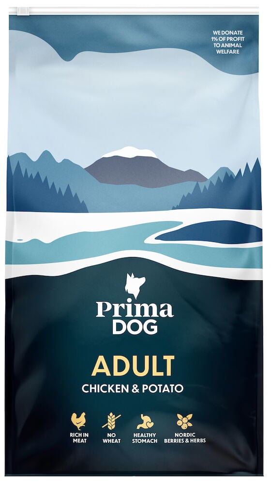 Hundefutterbeutel, PrimaDog, Huhn und Kartoffel, Erwachsene.
