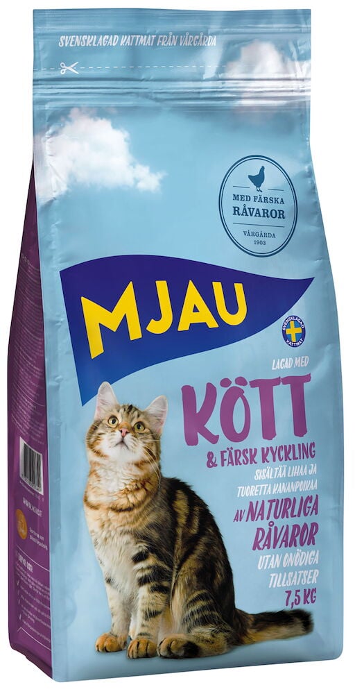 Matpåse för katt med kött och kyckling.