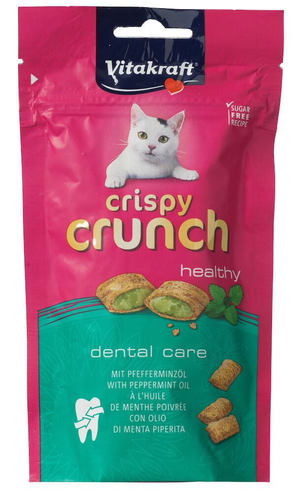 Rosa påse med kattgodis och kattbild på framsidan.