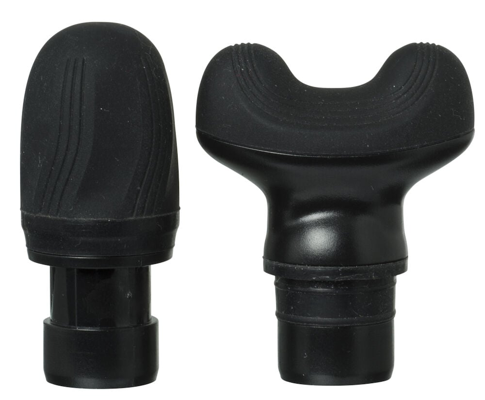 Zwei schwarze Massageköpfe für Mini-Massagepistole.