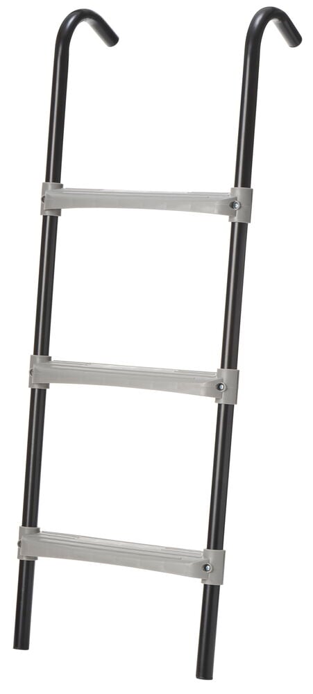 Stige i stål for trampoline med tre trinn.