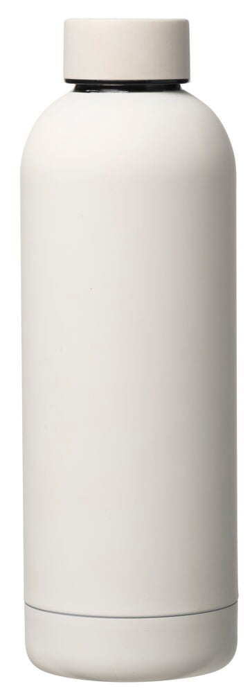 Vit vattenflaska i rostfritt stål med skruvlock.
