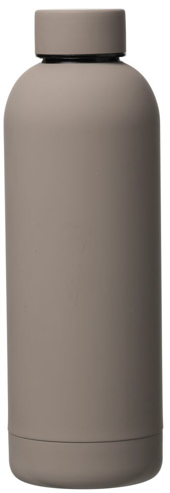 Beige vattenflaska i rostfritt stål med skruvlock.