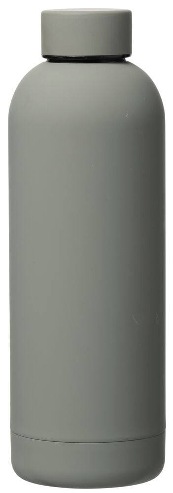 Grå isolerad vattenflaska i stål med skruvlock.