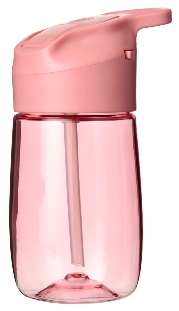 Rosa Ecozen BPA-fri 300 ml vattenflaska för barn med rosa lock, handtag och sugrör.