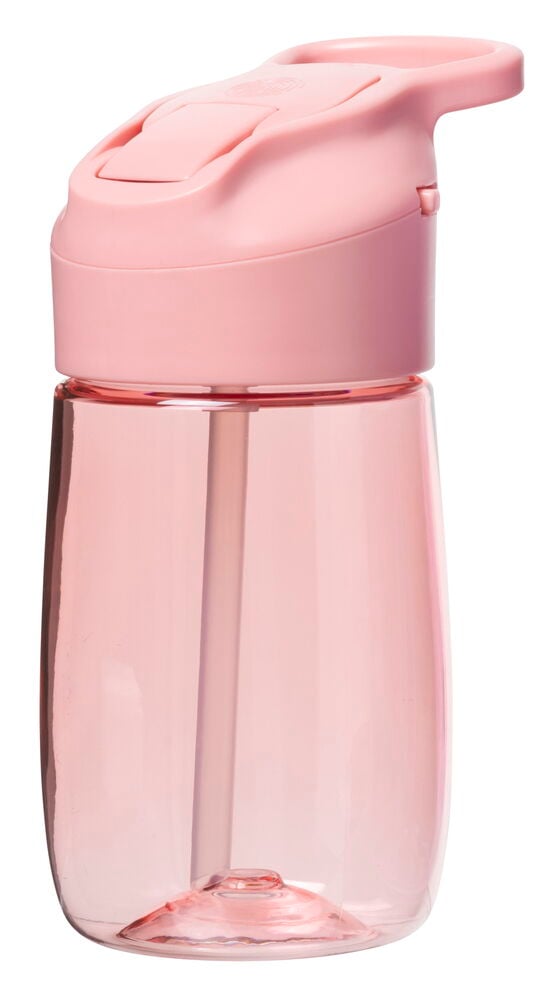 Rosa Ecozen BPA-freie Wasserflasche mit rosa Deckel und internem Trinkhalm, 300 ml.