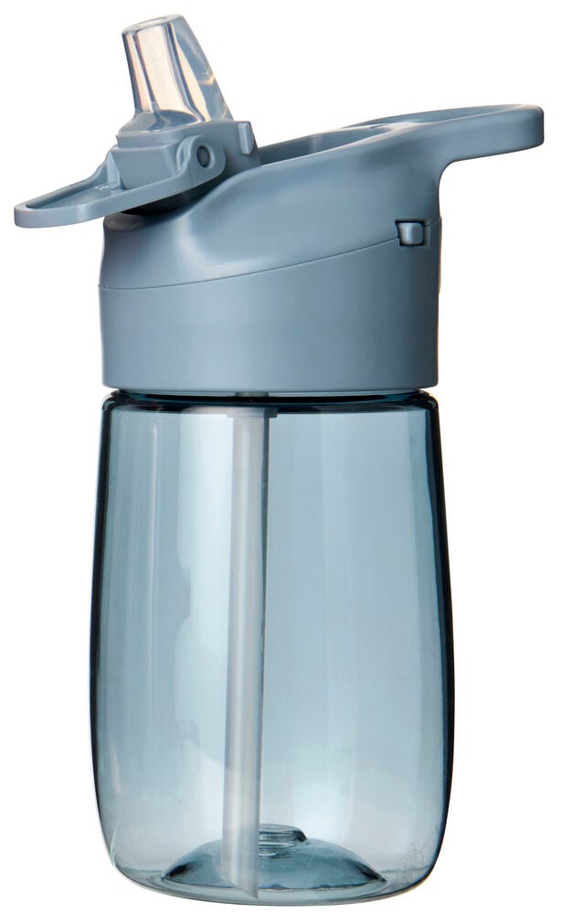 Blå Ecozen BPA-fri Vattenflaska 300 ml för barn med transparent sugrör och flipplock.