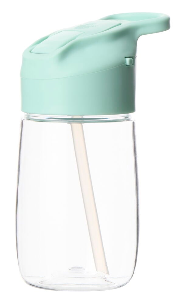 Turkos Ecozen 300 ml vattenflaska med klar kropp, turkos lock och inre sugrör.