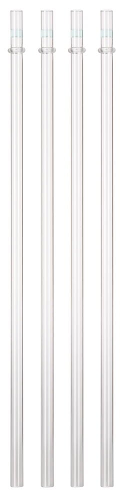 Fyra genomskinliga sugrör för tumbler flaskor.