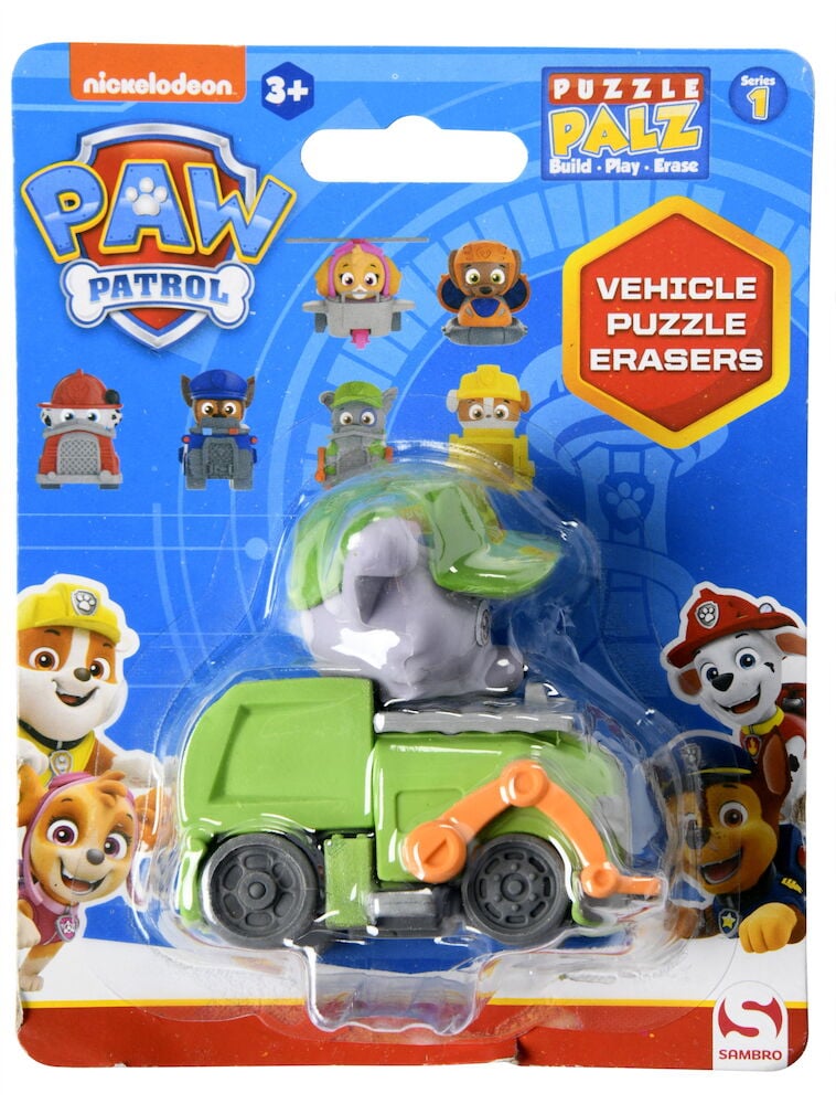 Grön Paw Patrol sudd i form av fordon.