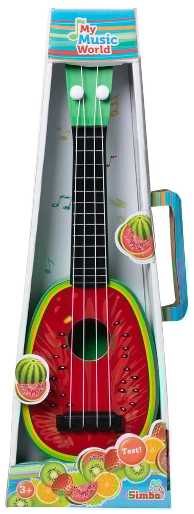 Ukulele lapsille vesimelonikuvioinnilla pakkauksessa.