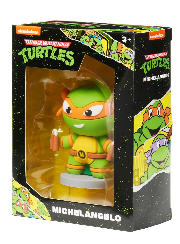 Grön Michelangelo Teenage Mutant Ninja Turtles figur i kartong.