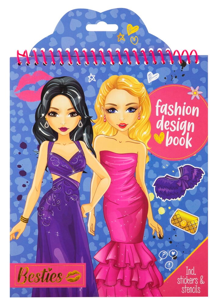 Färgglad pysselbok med modefigurer och klistermärken.