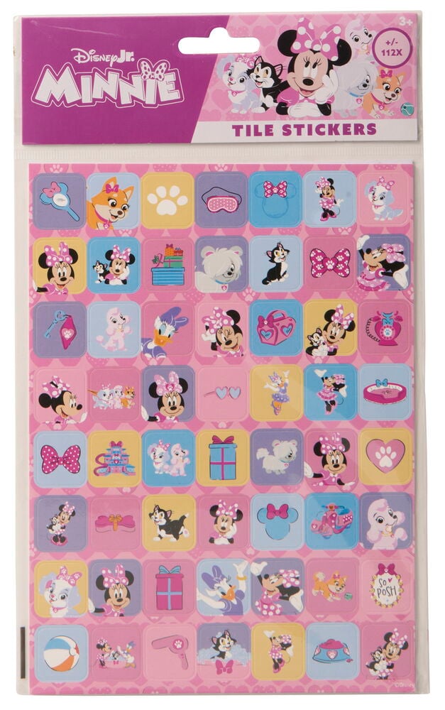 En pakke Klistremerker Disney/Nickelodeon 2 ark Flere sorter med to ark assorterte firkantede klistremerker med Musse Pigg-tema.