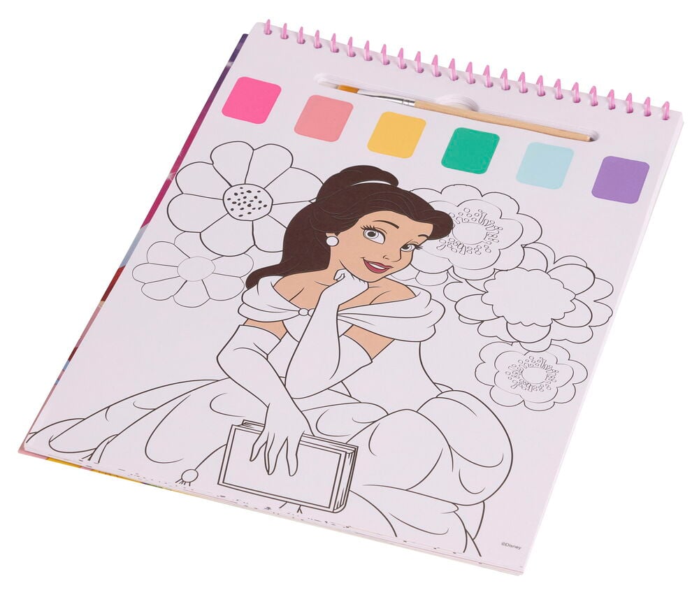 Malen mit Wasser, Set 24 Blätter Verschiedene Sorten: Ein Spiralbuch mit Belle, sechs Farben und einem Pinsel.