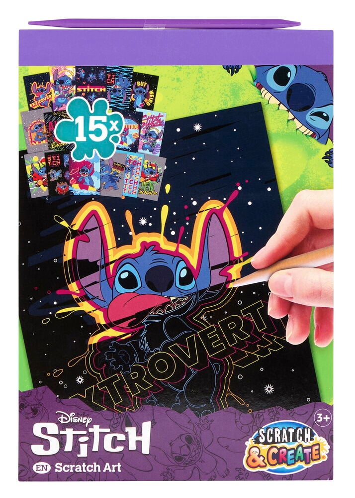 Scratch Art Kratzbuch Scratch & Create 15 Seiten Verschiedene Sorten mit Stitch, Hand kratzt Design.