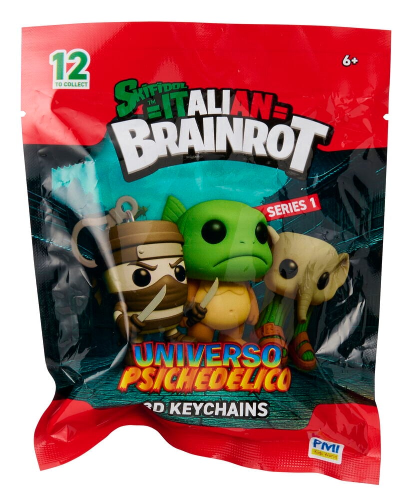 Röd och svart Nyckelring 3D Brainrot Flera sorter blindpåse med tre olika karaktärsnyckelringar inuti.