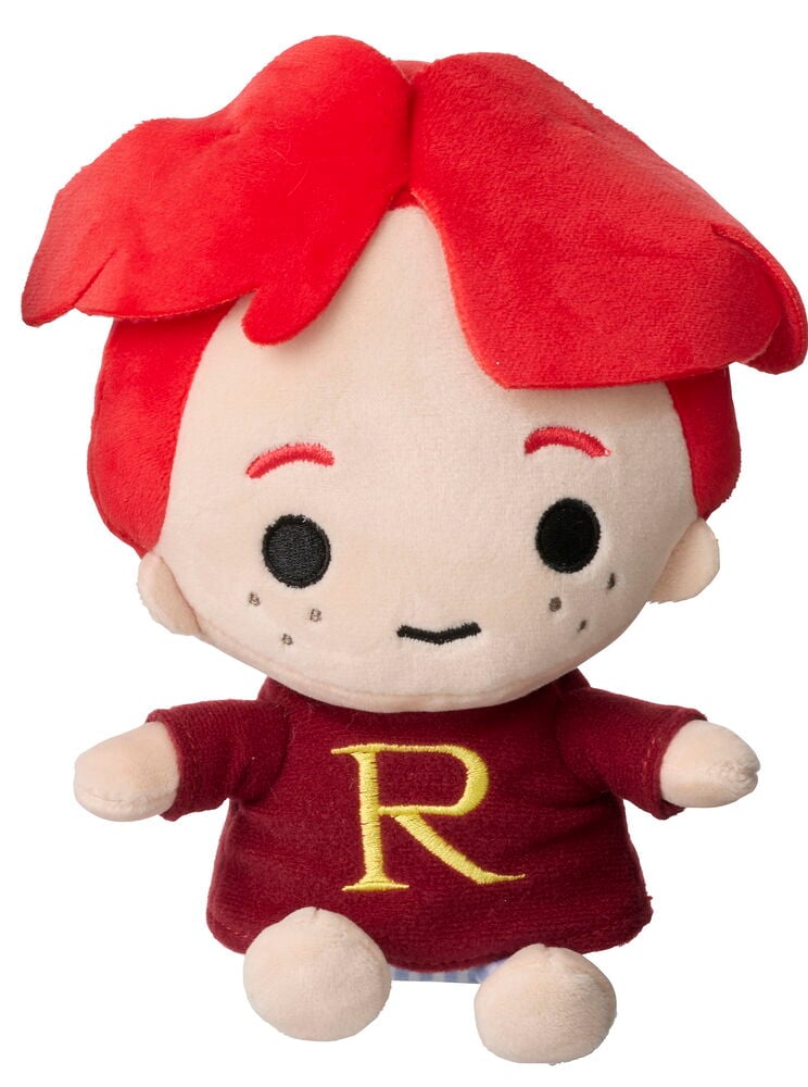 16,5 cm Harry Potter -pehmolelu punaisilla hiuksilla, pisamilla ja viininpunaisella "R"-neuleella.