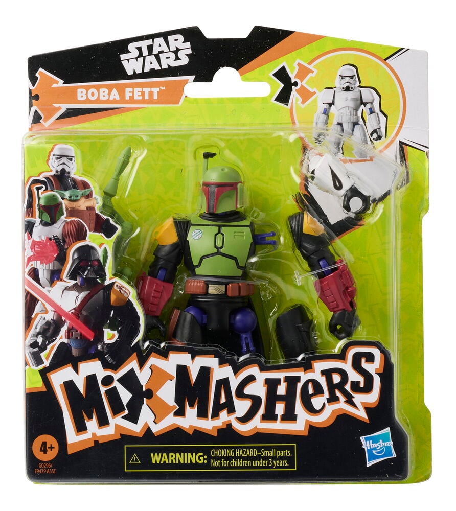 Actionfigur Star Wars MixMashers 12 cm Flere sorter viser Boba Fett i grønn, svart, gul, rød rustning, pluss Stormtrooper-deler.